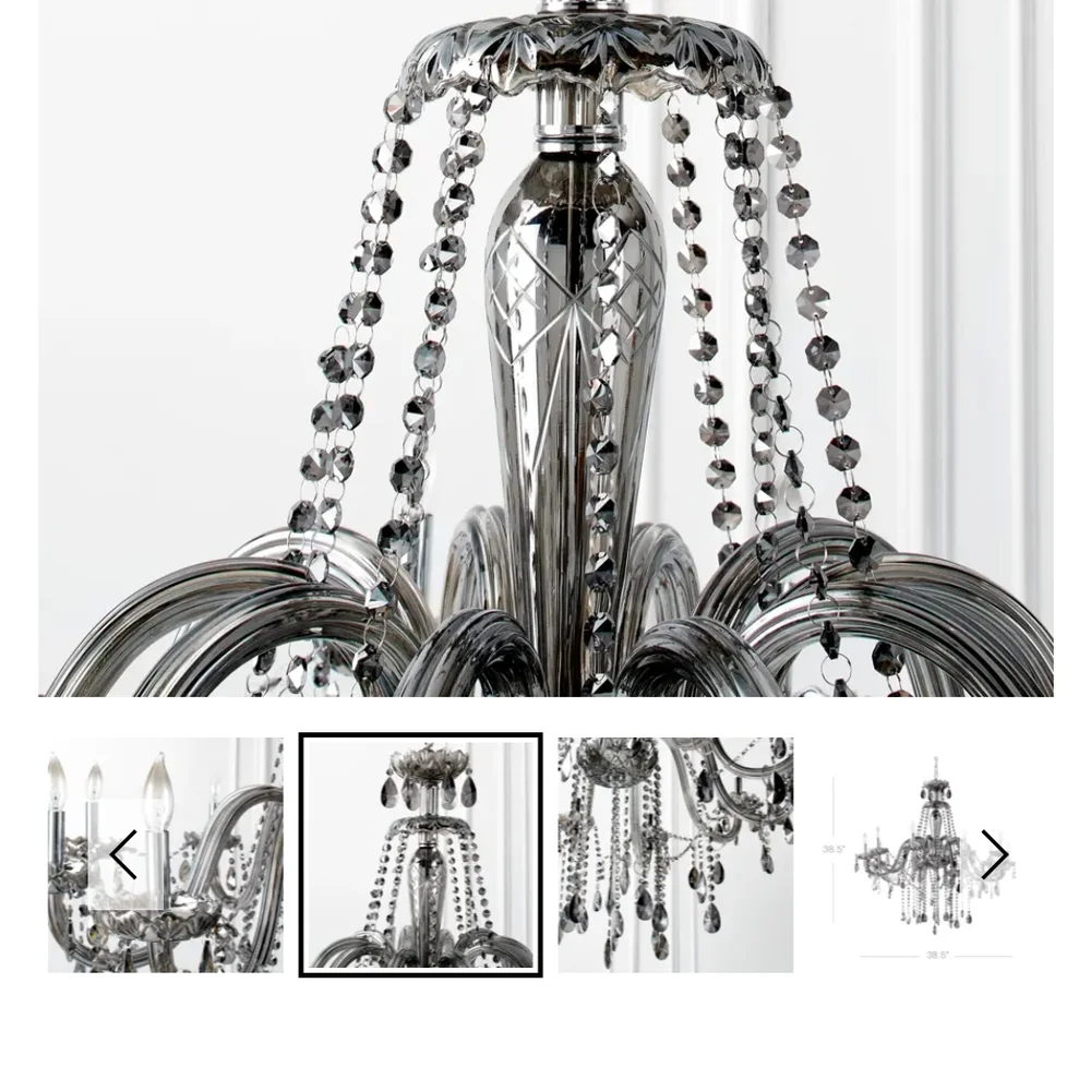 Z Gallerie Silver and Gray Crystal Chandelier